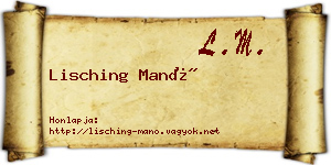 Lisching Manó névjegykártya